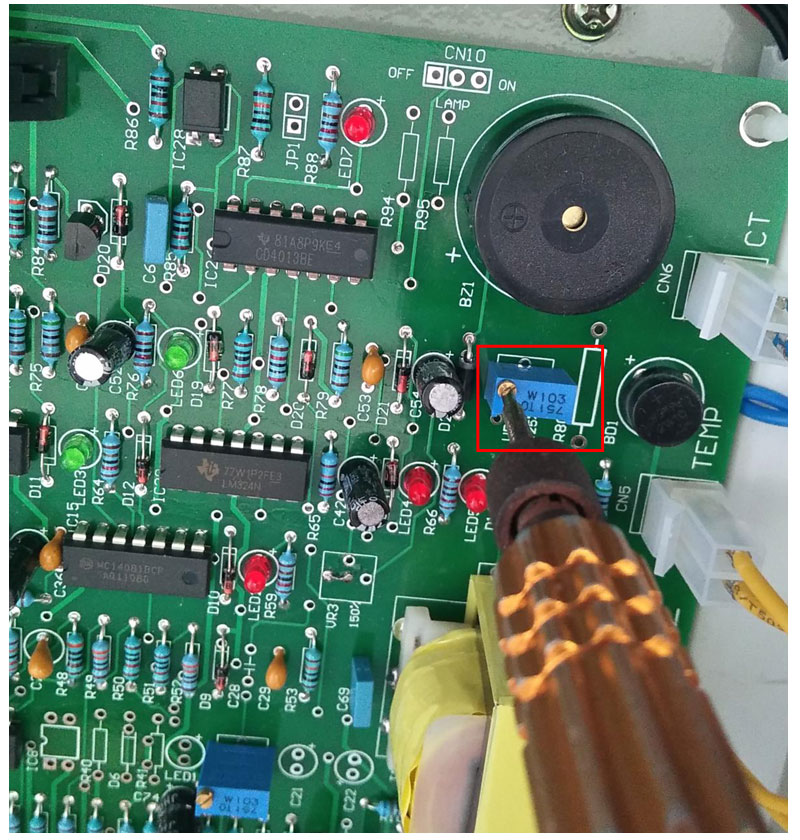 Rotate the potentiometer