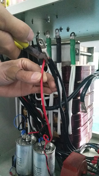 Cut off the cables of capacitors